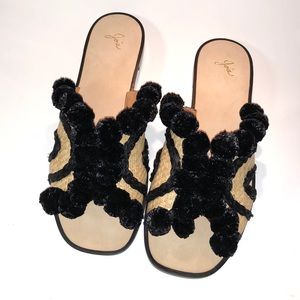 Joie Black Pom Pom Sandals